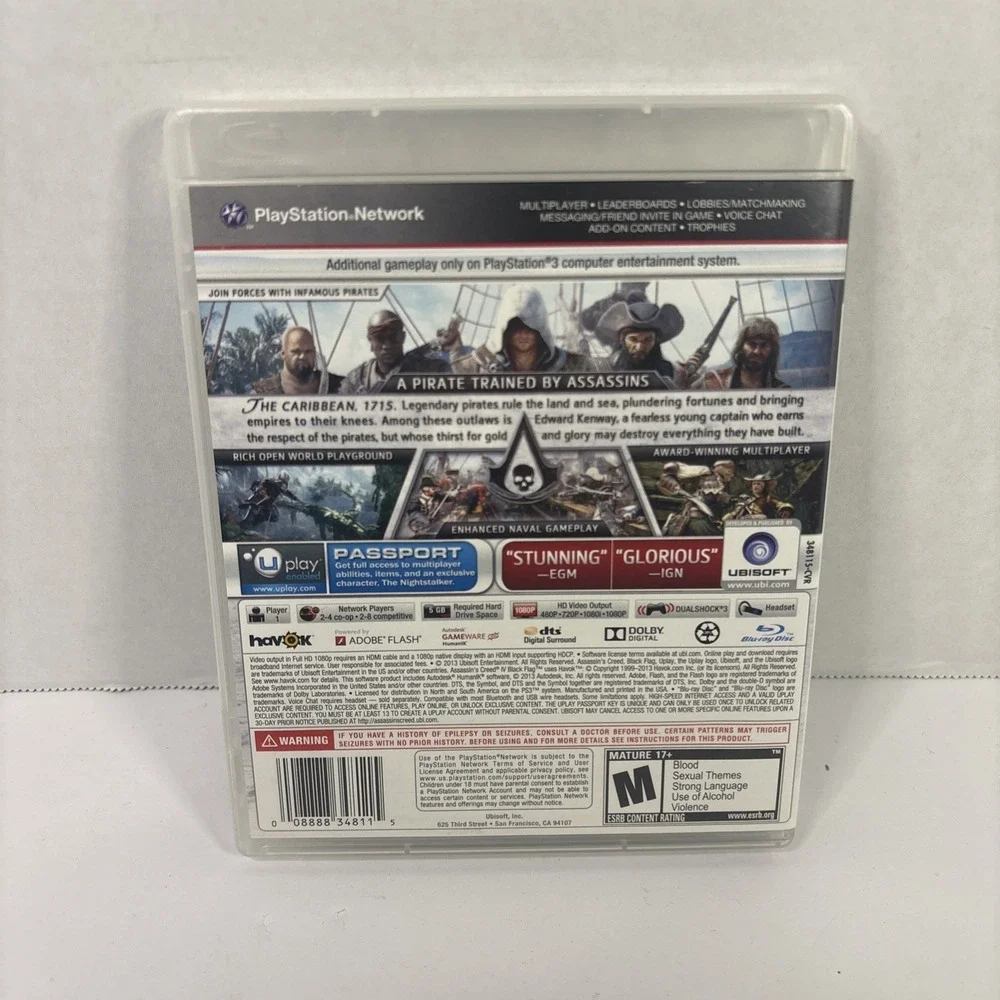 Assassin's Creed IV Black Flag PS3 Sony PlayStation 3 Complete CIB Tested